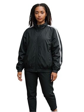 LF Graphic Logo on Sleeves and‎ Back Black Zip-Up Windbreaker Jacket
